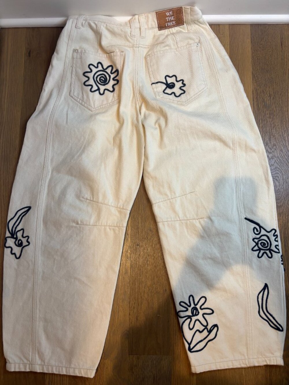 Free People "We the Free" Good Luck Soutache Barrel Jeans in Ivory - Picture 4 of 4